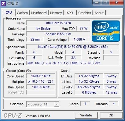 cpuz intel core-i5 3470 idle